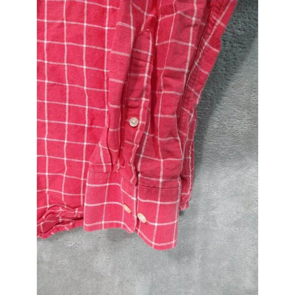 Banana Republic Shirt Mens XL Red Plaid Linen Blend Long Sleeve Button Down - Picture 3 of 10